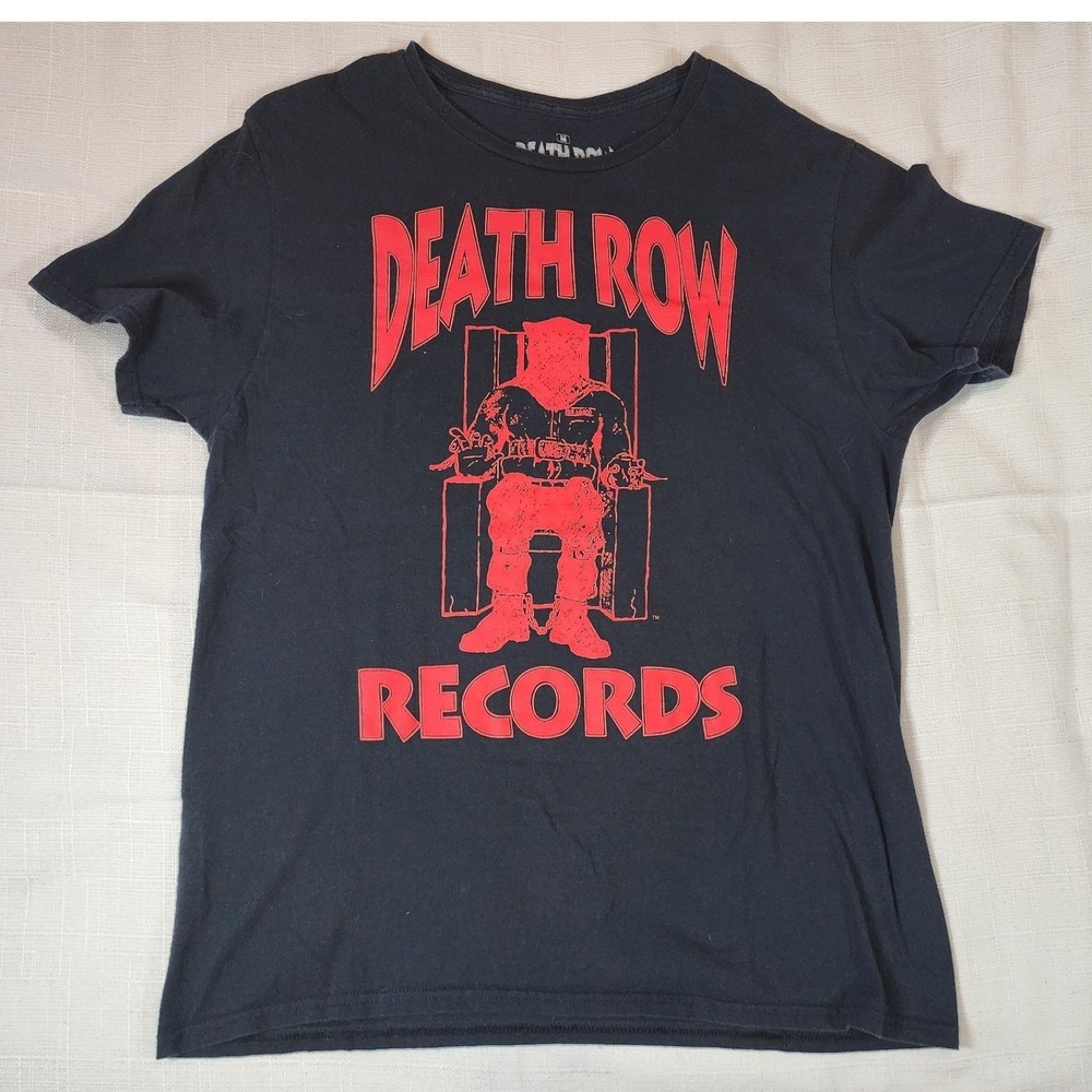 Death Row Records Iconic Logo Graphic T-Shirt Black Red Mens Medium Hip Hop Tee